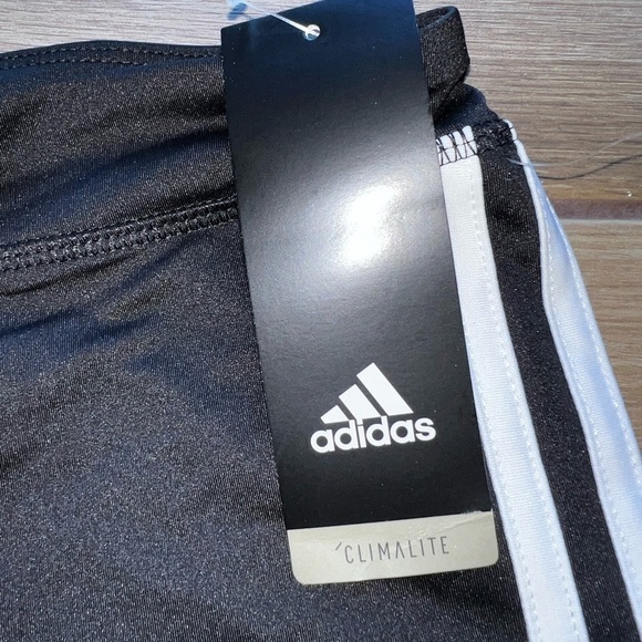 Nwt Girls Adidas Black White Climalite Elastic waist bike shorts XL 16 Stretch - Picture 7 of 10
